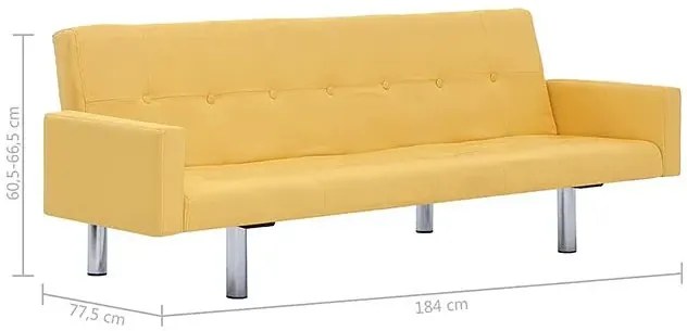 Rozkładana sofa Nesma z podłokietnikami - żółta