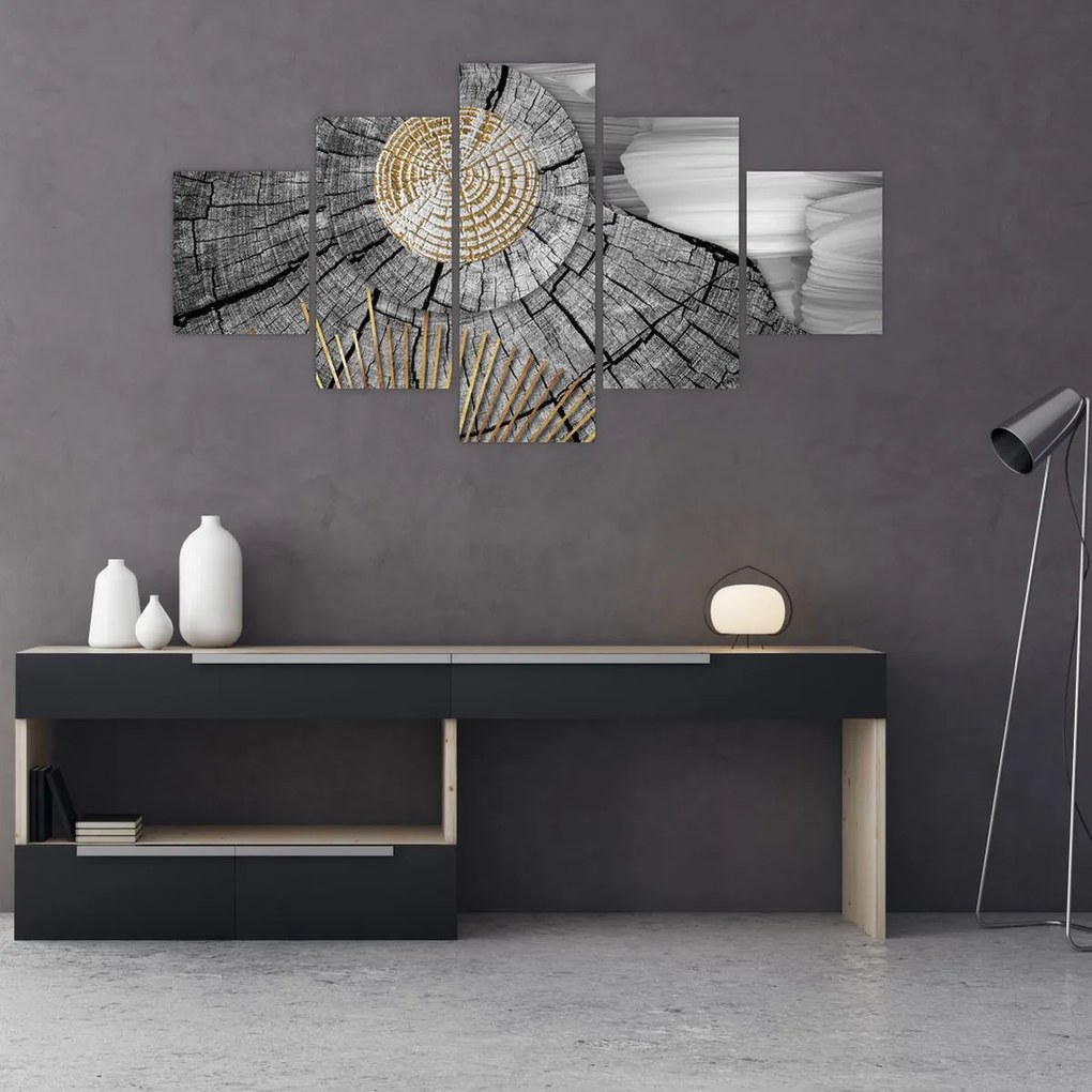 Obraz - Pień drzewa w kolażu (125x70 cm)