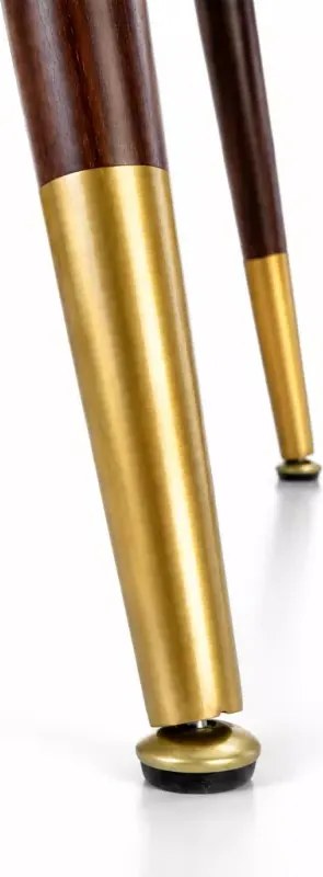 Okrągły stół Hestiano 110 cm w kolorze orzechowym z MDF i złotymi detalami do jadalni