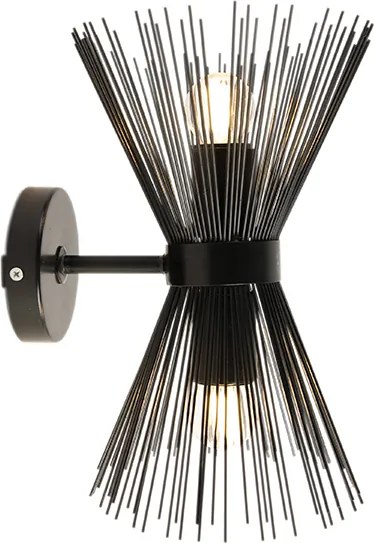 Lampa ścienna art deco czarna 2-światłowa - Broom