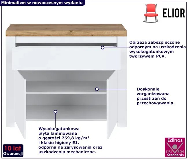 Biała nowoczesna komoda w połysku - Wendoli 3X