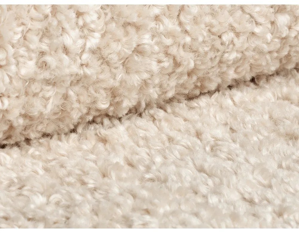 Beżowy puf z materiału bouclé Dia – Micadoni