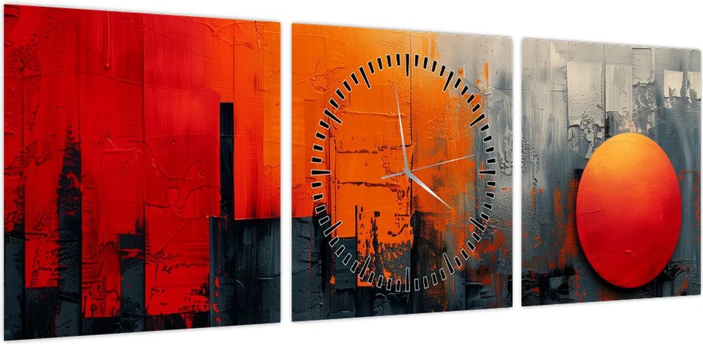 Obraz - Abstrakcyjny obraz miasta (z zegarem) (90x30 cm)