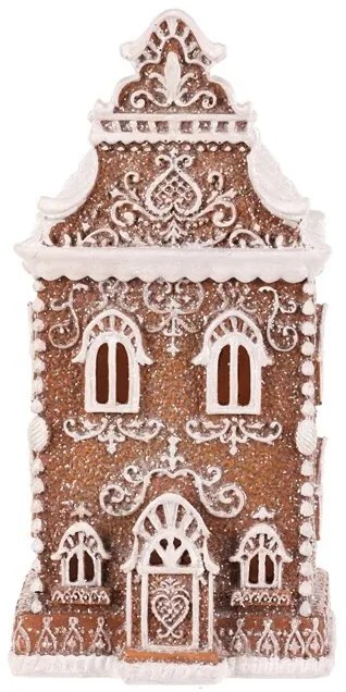 Dekoracja świąteczna Wieża z piernika, poliresin, LED, brązowy