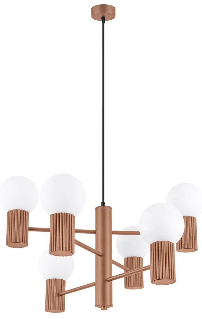 Żyrandol HALO 6 mocca ryflowany SOLLUX  LIGHTING