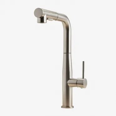 Grifo Do Kuchni Zewnętrznej Z Wyciąganą Wysoką Wylewką Ze Stali Nierdzewnej Olyt Szczotkowana Szarość - Sklum