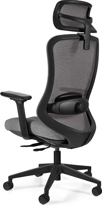 Ergonomiczne krzesło Adapta Grey z zagłówkiem, zgodne z normą BHP