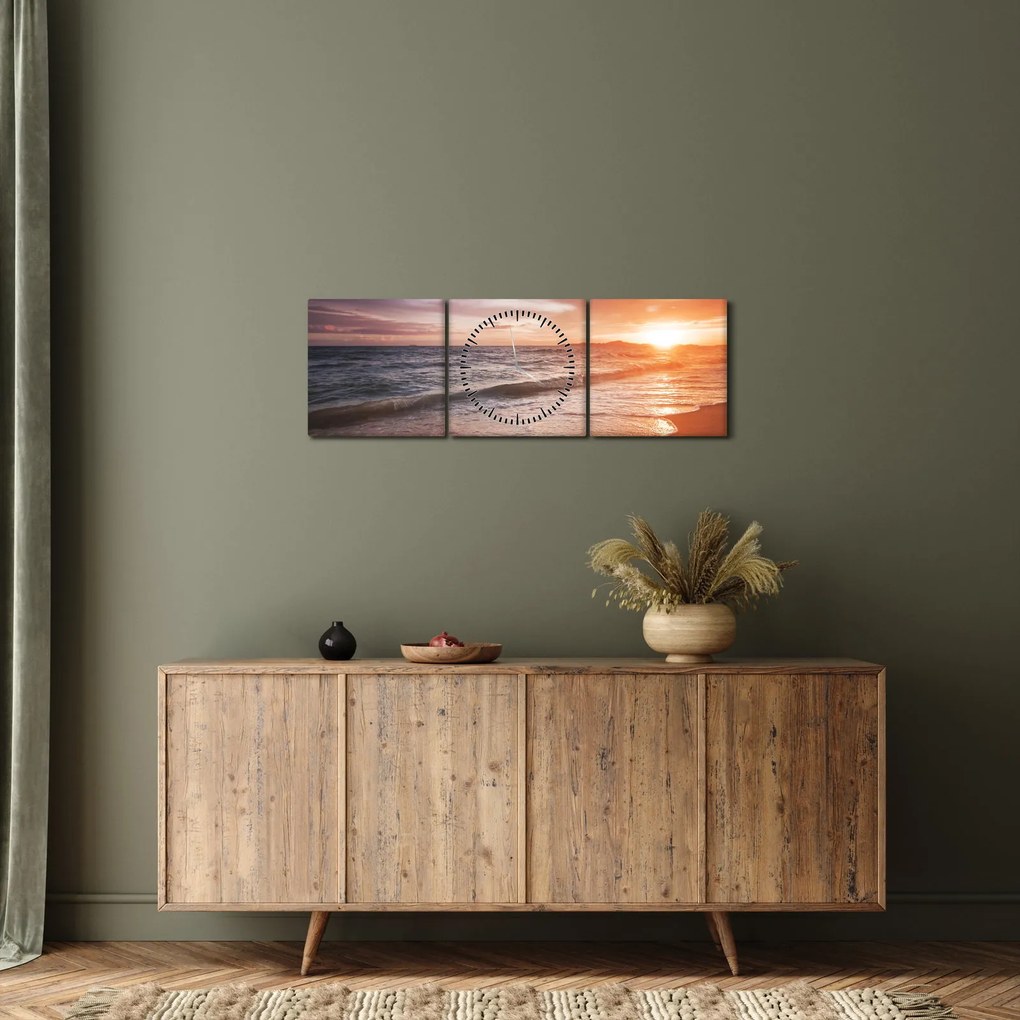 Obraz - Zachód słońca w Tajlandii (z zegarem) (90x30 cm)