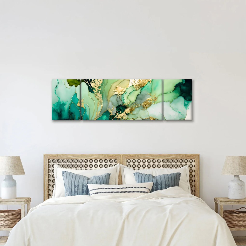 Obraz - Zielona abstrakcja (170x50 cm)