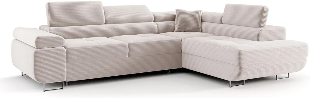 Kremowy sztruksowy narożnik rozkładany M4-L50