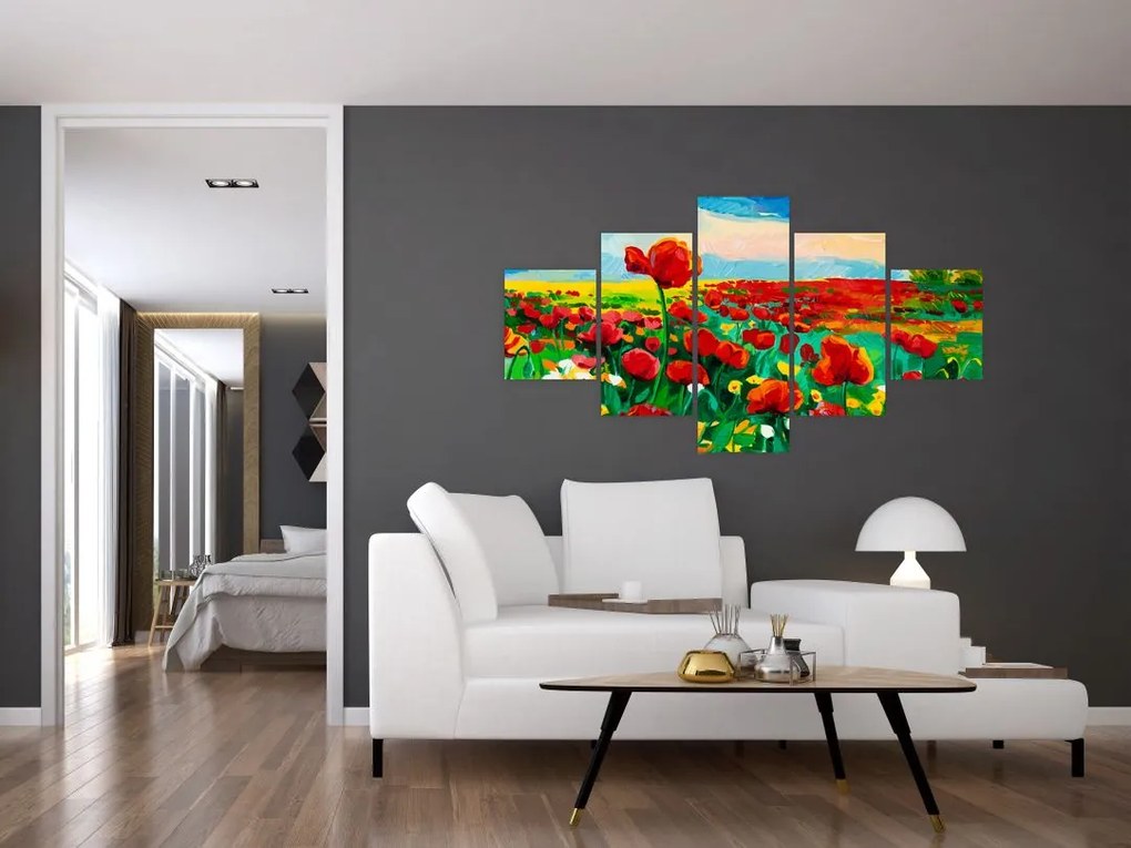 Obraz pola z makami (125x70 cm)