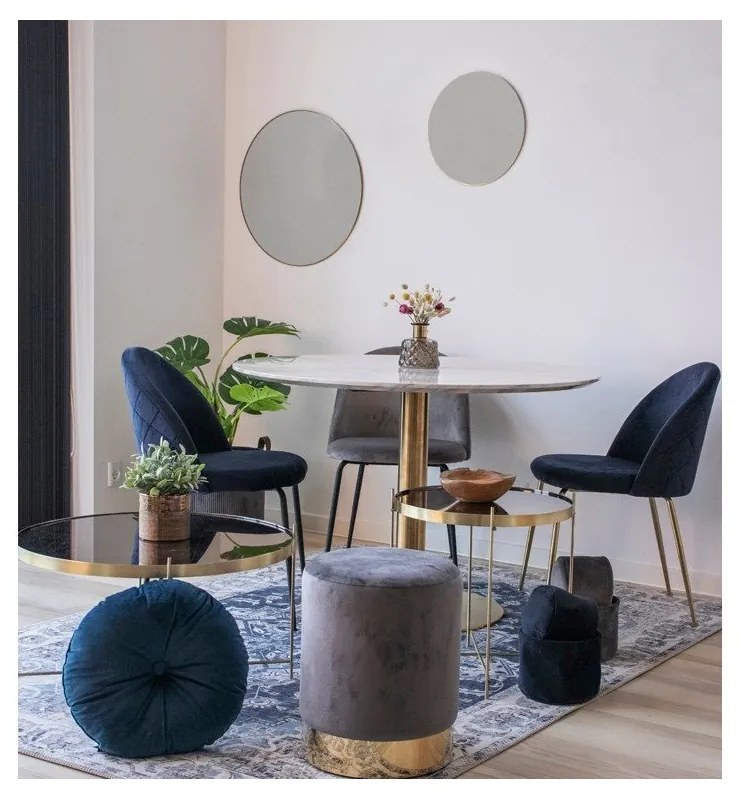 Okrągły stół z blatem w dekorze marmuru ø 110 cm Bolzano – House Nordic