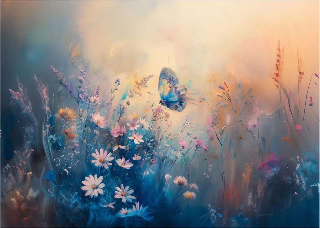 Obraz - Łąka z motylem (70x50 cm)