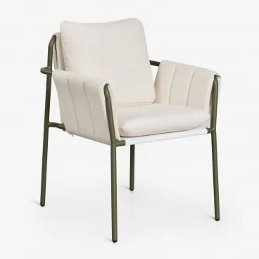 Zestaw 2 Tapicerowanych Krzeseł Ogrodowych Z Podłokietnikami I Stalą Zunika Intensywny Verde Olive - Sklum