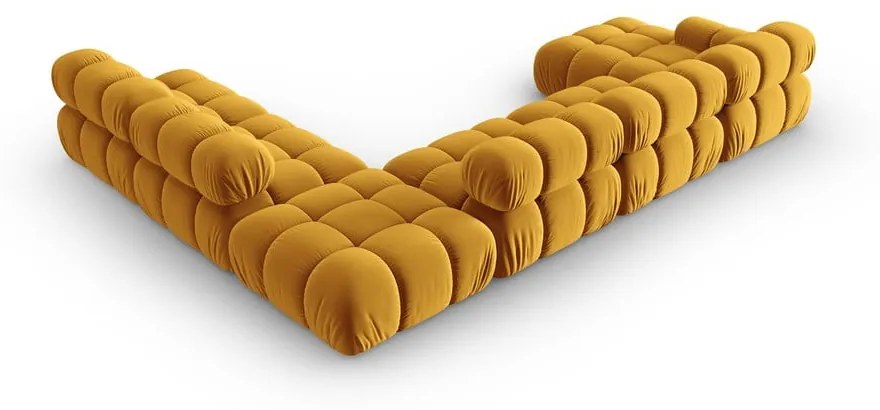 Żółta aksamitna sofa 379 cm Bellis – Micadoni Home