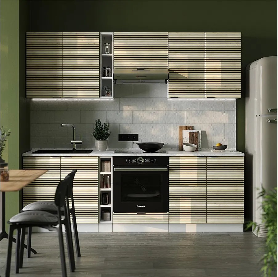 Aneks kuchenny panel dębowy/biały 235x46x81.6 fame-line