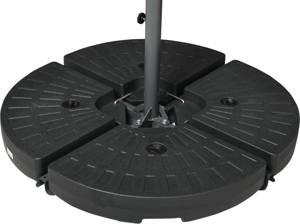 Outsunny Parasol Ogrodowy z Moskitierą - Korbka, Otwór Wentylacyjny, 296x296x272cm, Biało-Czarny - Ochrona przed Owadami