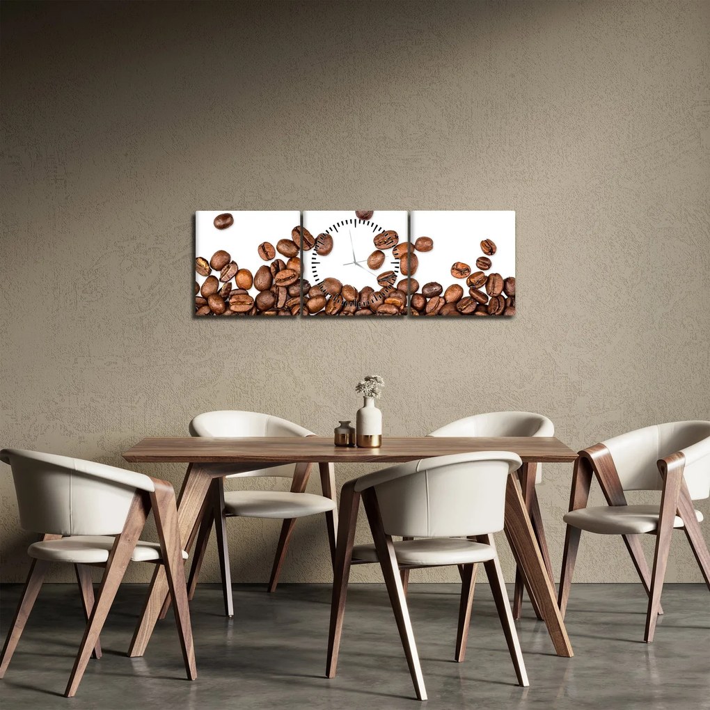 Obraz - Ziarna kawy (z zegarem) (90x30 cm)