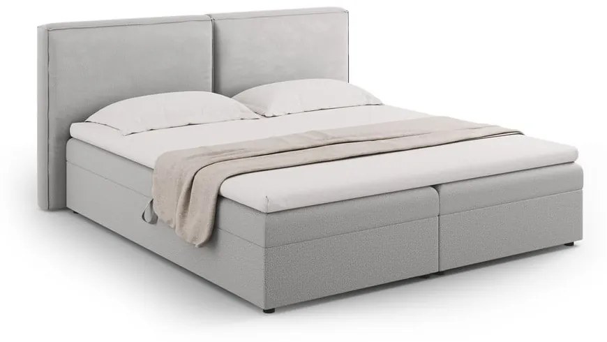 Jasnoszare łóżko boxspring ze schowkiem 140x200 cm Arendal – Cosmopolitan Design