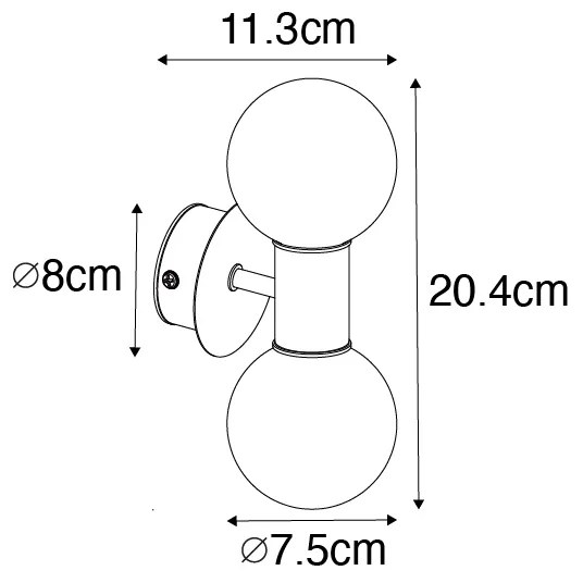 Nowoczesny Kinkiet / Lampa scienna stalowy IP44 2-punktowy - Cederic Nowoczesny Oswietlenie wewnetrzne