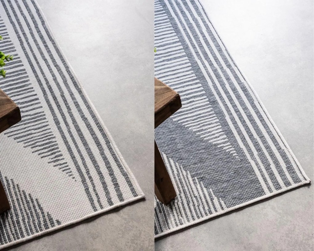 Dywan dwustronny zewnętrzny Gemini romby szaro-kremowy 80 cm x 150 cm