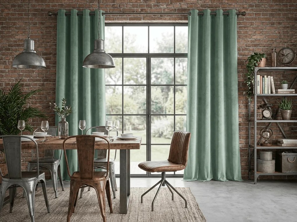 Zasłona zaciemniająca DREAM VELVET 140x250 cm, szałwiowa zieleń Zawieszanie: Metalowe pierścienie