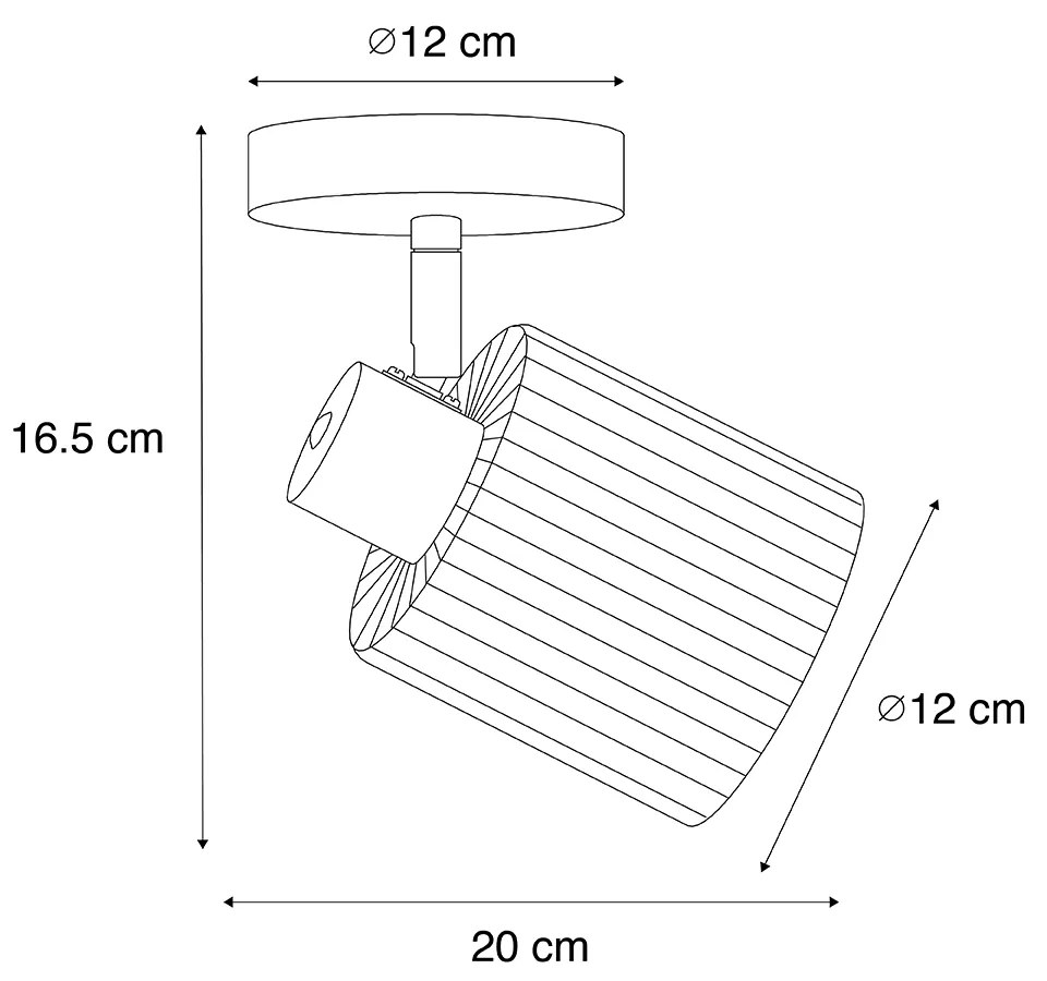 Plafon art deco czarny z przydymionym szkłem regulowany - Laura