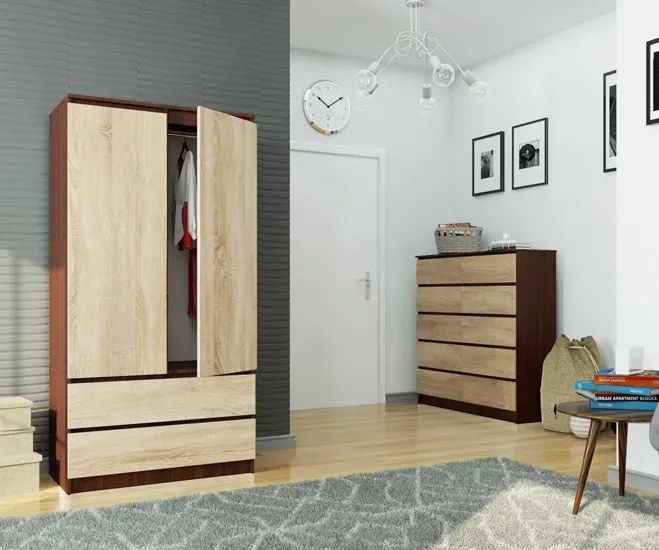 Szafa z drążkiem na ubrania wenge + dąb sonoma E1-D73