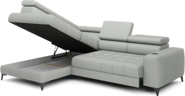 Narożnik BAGGIO Lewostronny z funkcją spania, wolnostojący tkanina LETTO 03 Popielaty WERSAL