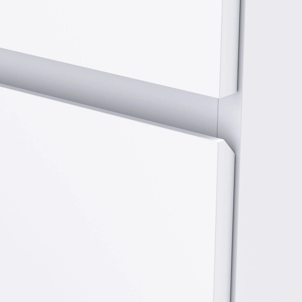 HOMCOM Komoda z 4 szufladami, biała, 55 x 33 x 80 cm, szafka biurowa z zabezpieczonymi uchwytami, do salonu i sypialni