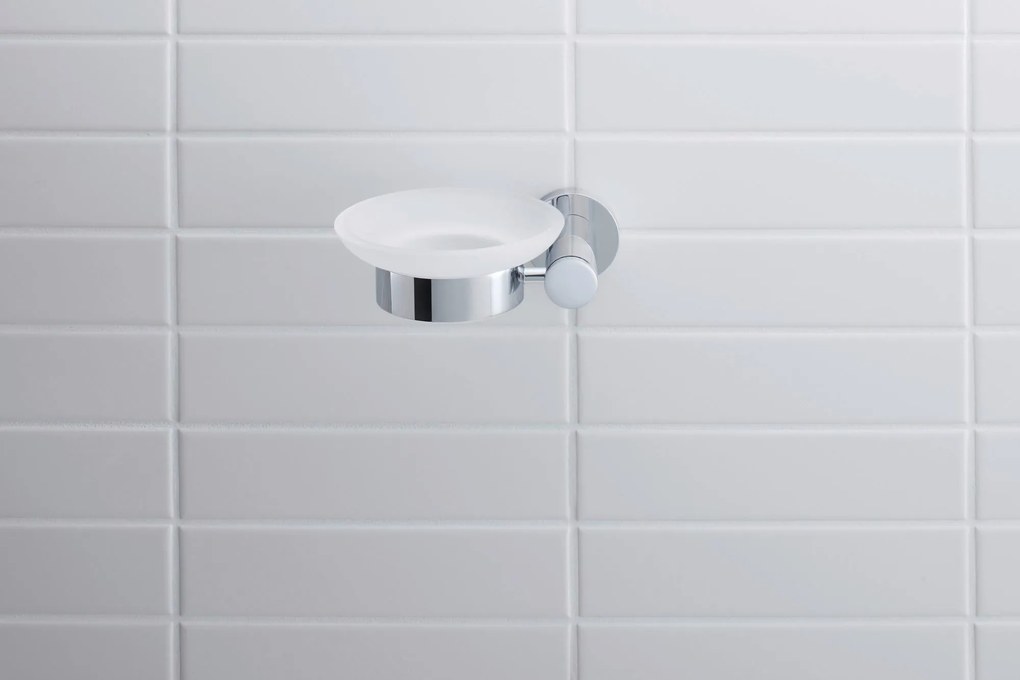 Duravit D-Code mydelniczka Ø10 cm na 1 mydłoChrom – lewostronny