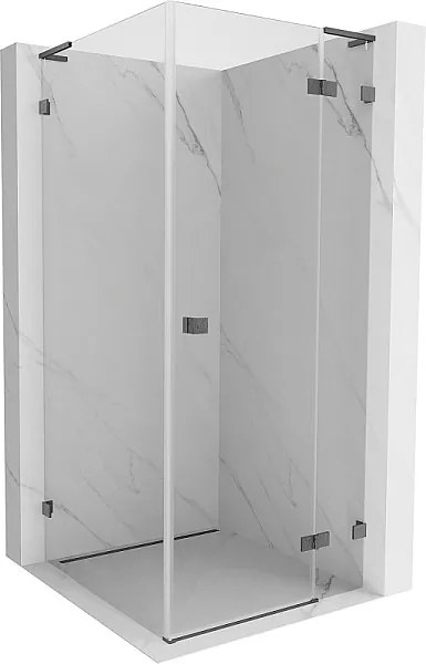 Mexen Lunar L kabina prysznicowa uchylna prawa 80 x 80 cm, transparent, gun gray szczotkowany - 834L-080-080-66-00-P