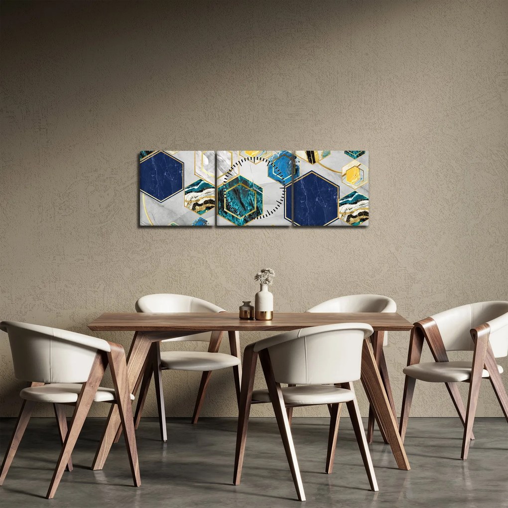 Obraz - Marmurowa kompozycja (z zegarem) (90x30 cm)