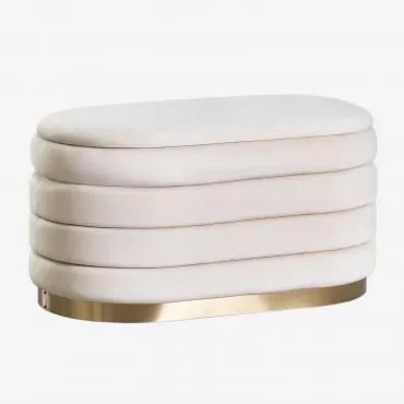 Ławka Z Pojemnikiem Na Przechowywanie 80 Cm Z Aksamitu Bradford Blanco Roto - Sklum