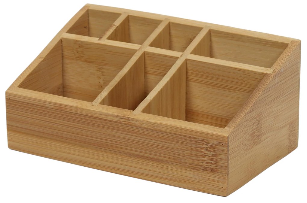 Organizer na kosmetyki bambusowy, naturalny, 17 x 10 x 8 cm