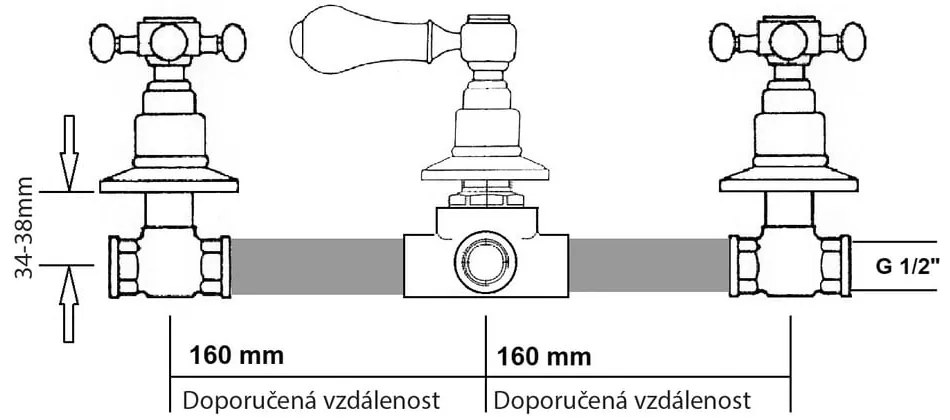 Bateria prysznicowa podtynkowa w kolorze srebra z połyskiem (2 otwory) Antea – Sapho