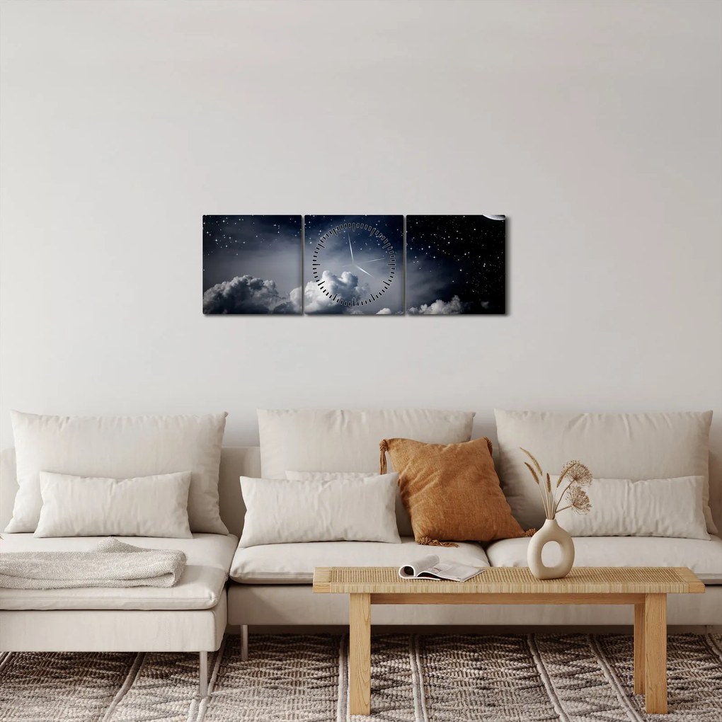 Obraz - Gwiaździste niebo (z zegarem) (90x30 cm)