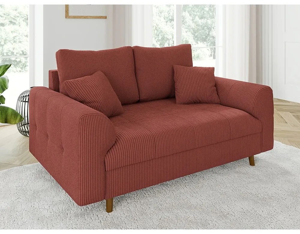 Ceglasta sztruksowa sofa 150 cm Ariella – Ropez
