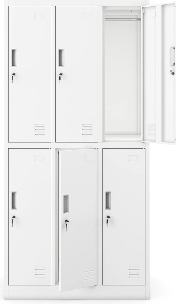 Szafa socjalna 6-skrytkowa Igor 90x45x185 cm, biała