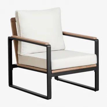 Fotel Z Aluminium I Drewna Akacjowego Giselle Czarna - Sklum