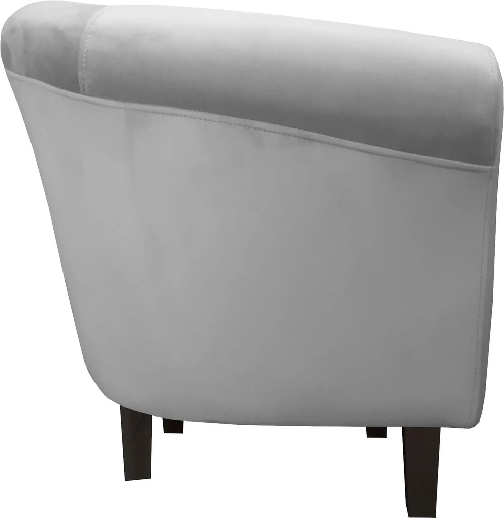 Fotel Milo tkanina Welur wygodny fotel tapicerowany do salonu i sypialni : Kolor nogi - Venge, Kolor tkaniny - VELVET - MG17, Wysokość nogi - 15 cm