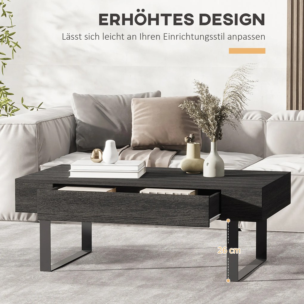 HOMCOM stolik kawowy z szufladą w ciemnoszarym kolorze stabilna i prosta konstrukcja idealna do salonu | Aosom PL