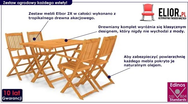 Stół ogrodowy i krzesła - zestaw mebli ogrodowych Persa 2X