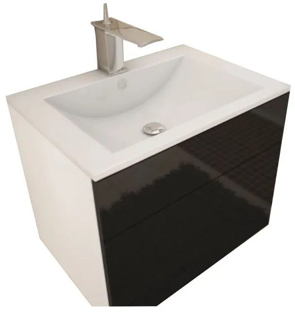 PROMOCJA Biała szafka pod umywalkę MASON BL13, czarny wysoki połysk HG II. jakość