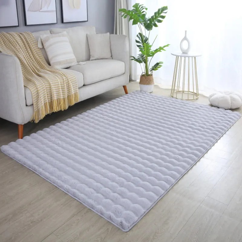 Dywan pluszowy 3D Ambiance srebrny 140 cm x 200 cm
