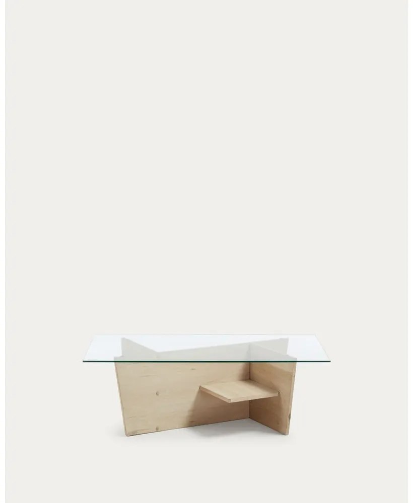 Stolik ze szklanym blatem w naturalnym kolorze 60x110 cm Balwind – Kave Home