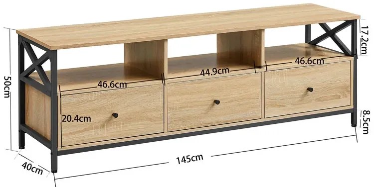 Industrialna szafka RTV z 3 szufladami - Owia