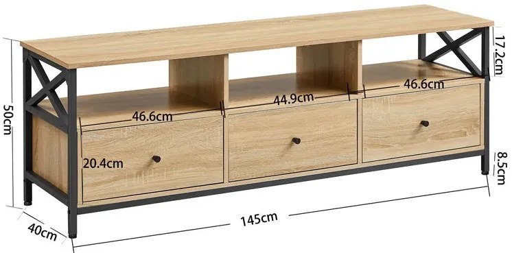 Industrialna szafka RTV z 3 szufladami S3-H07