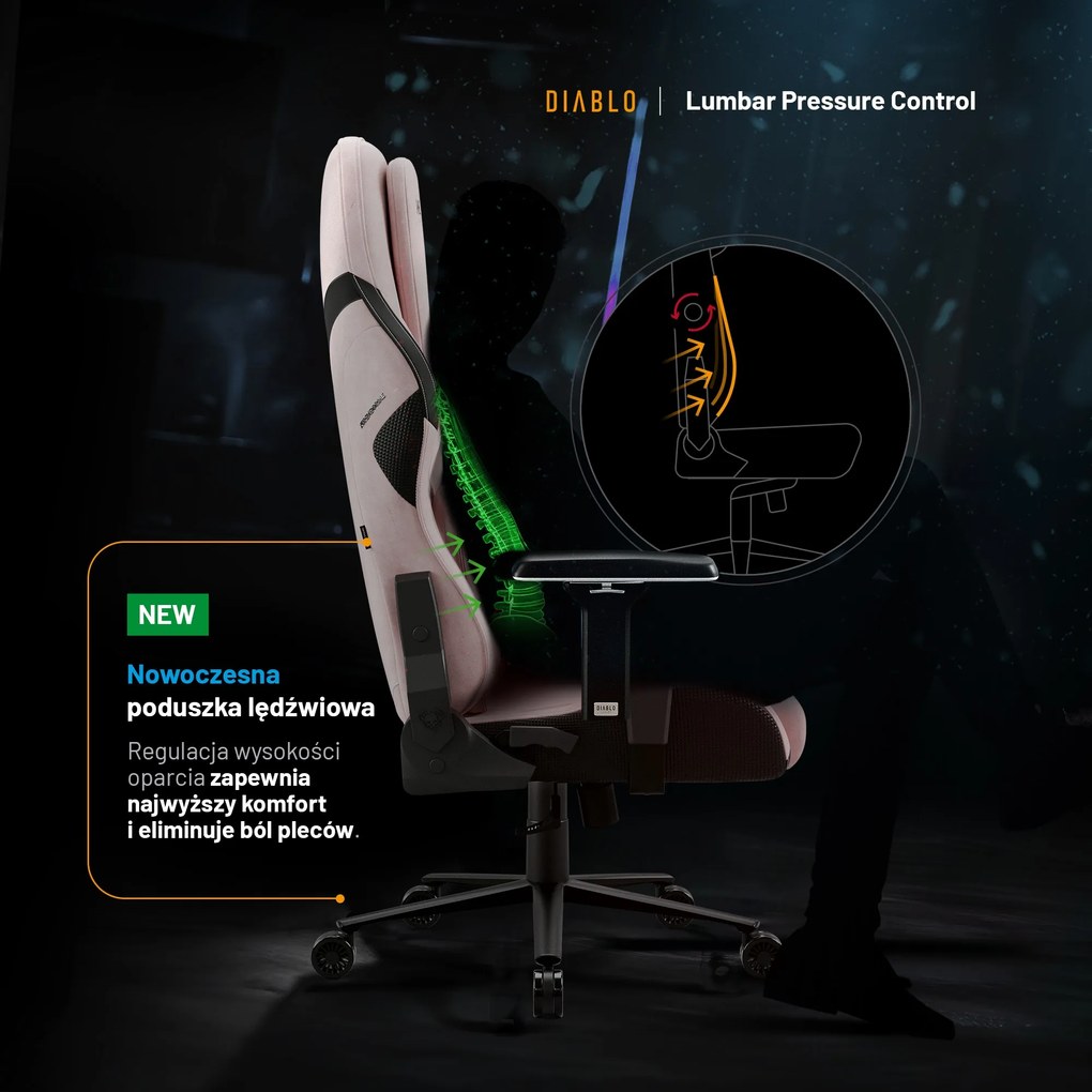 Fotel gamingowy Diablo X.One Prime, Normal Size, Akira Pink