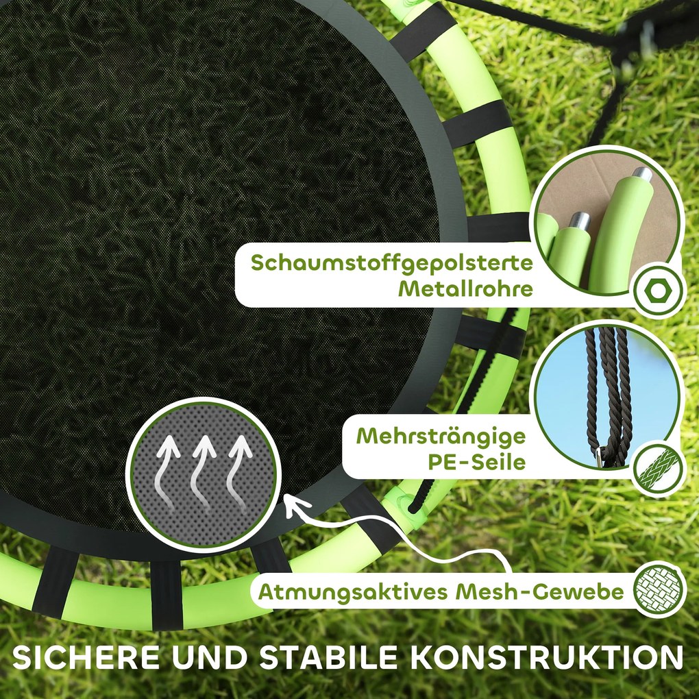 AIYAPLAY Huśtawka dla Dzieci, Wytrzymała do 150 kg, Ø100 x 180H cm, Metal, Pianka, Czarna